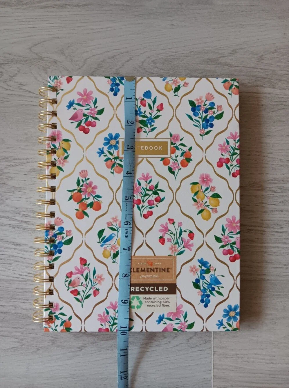 Clementine Paper Inc. Spiral Bound Hardcover Notebook Lined Pages Floral 10